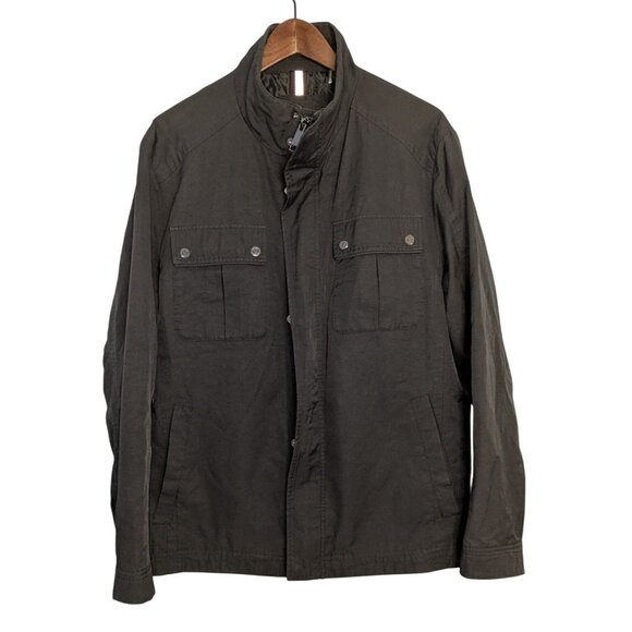 Marc New York Andrew Marc Mens XL Utility Jacket Black Button Pockets